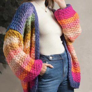 SAACHI NWOT Rainbow Cardigan